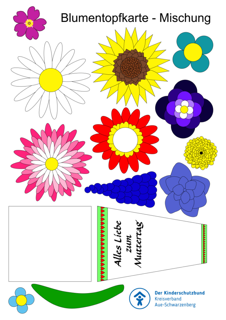 Bastelbogen Blumentopfkarte Seite 2 - Mischung