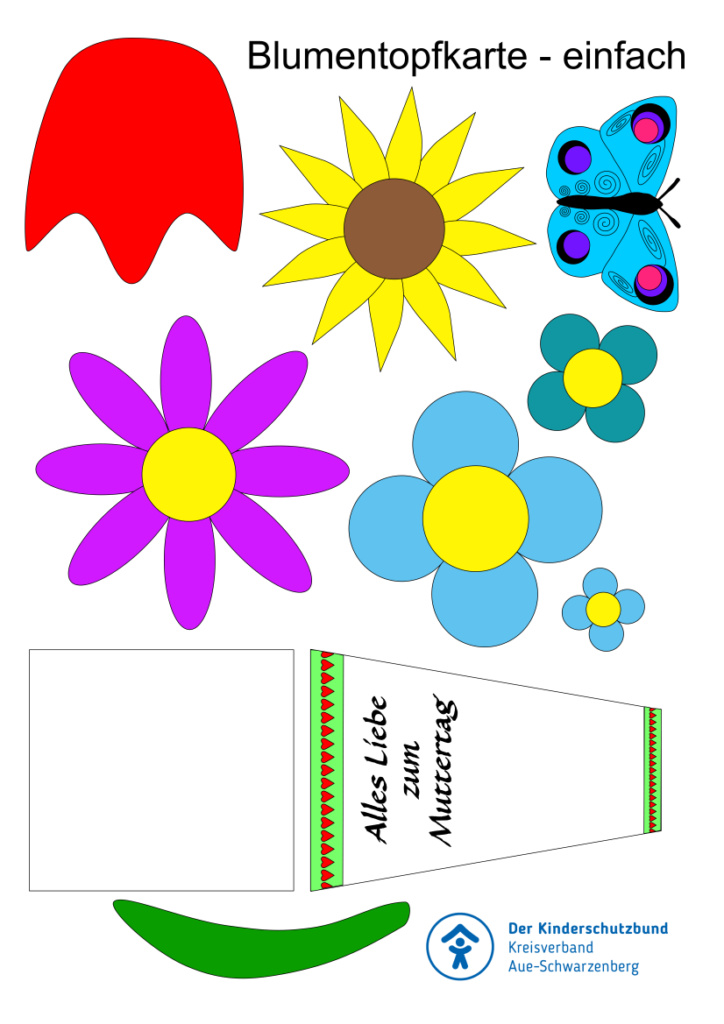 Bastelbogen Blumentopfkarte Seite 2 - einfach